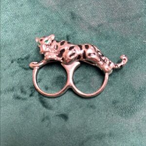 Silver Leopard Double Ring